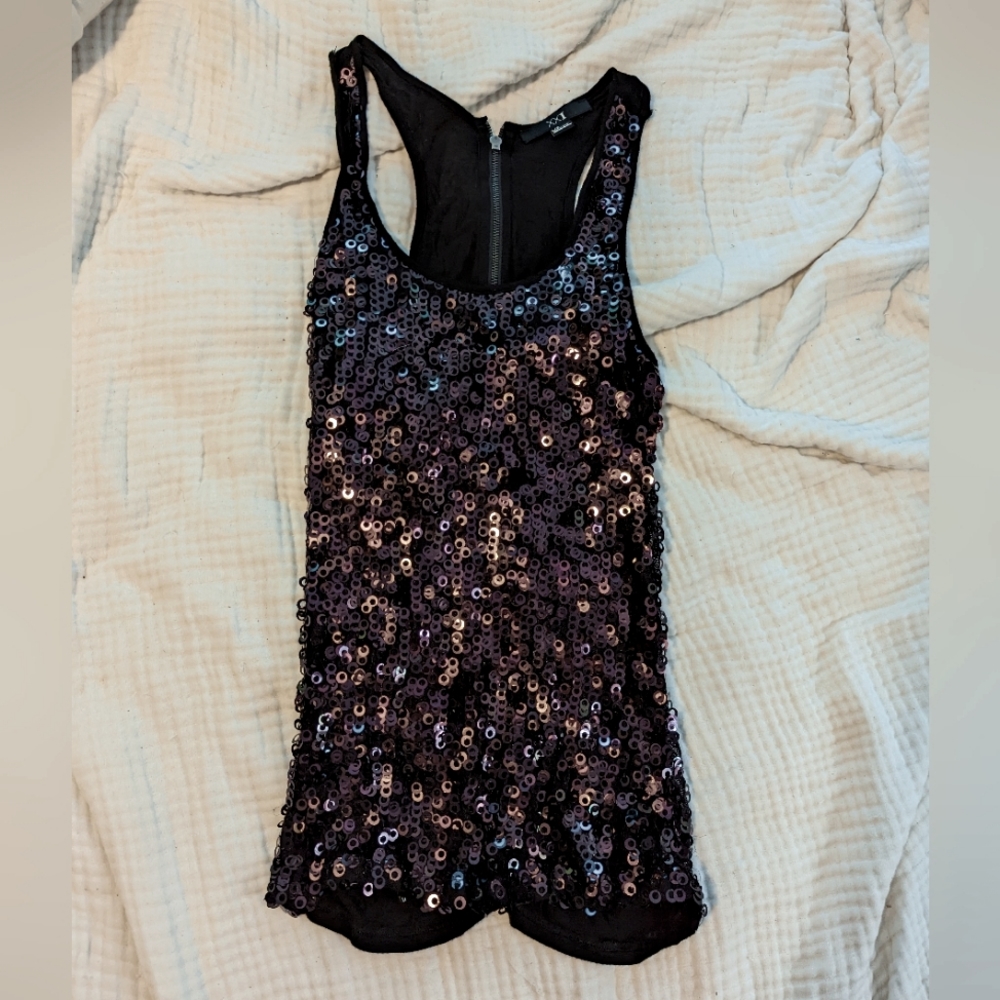 Sequin black tank top